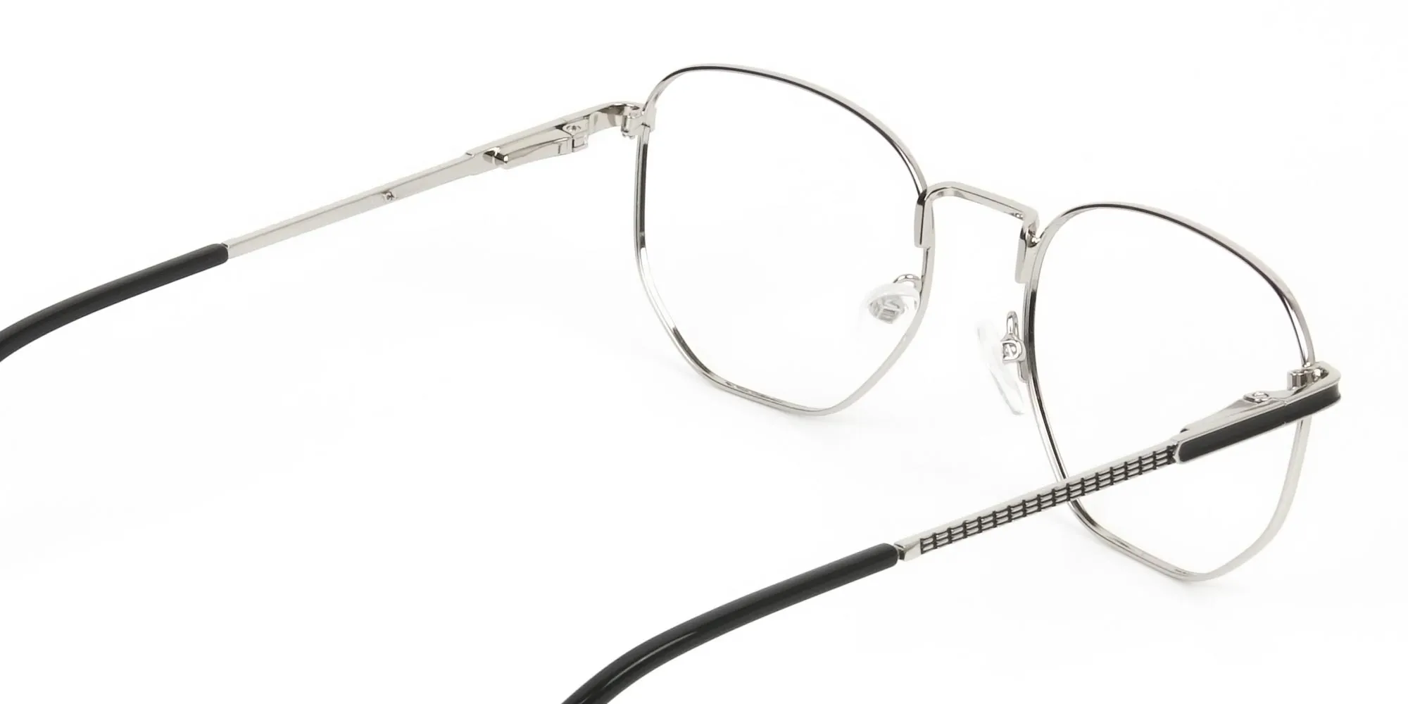 Lightweight Black & Silver Geometric Glasses - 2