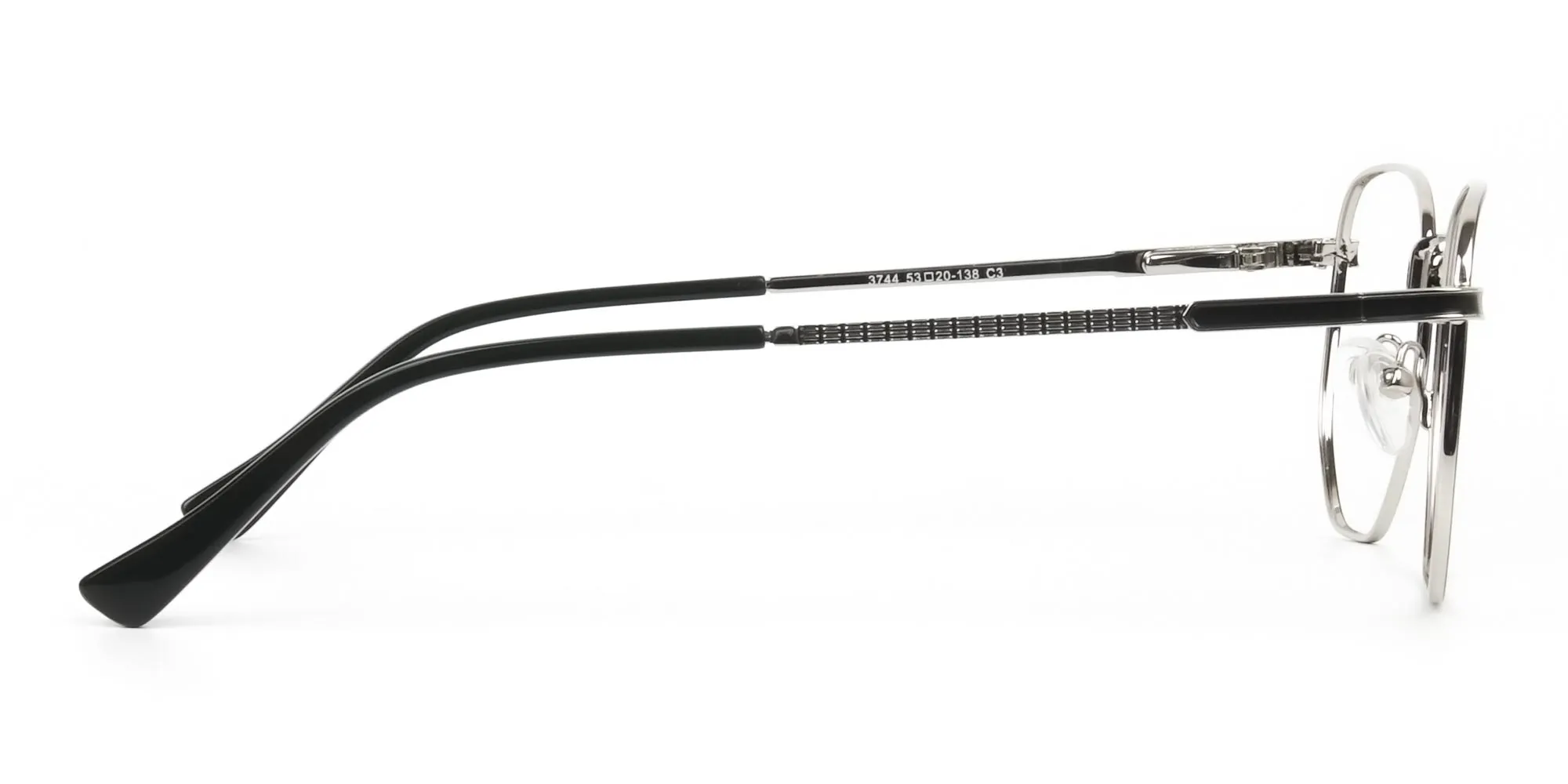Lightweight Black & Silver Geometric Glasses - 2