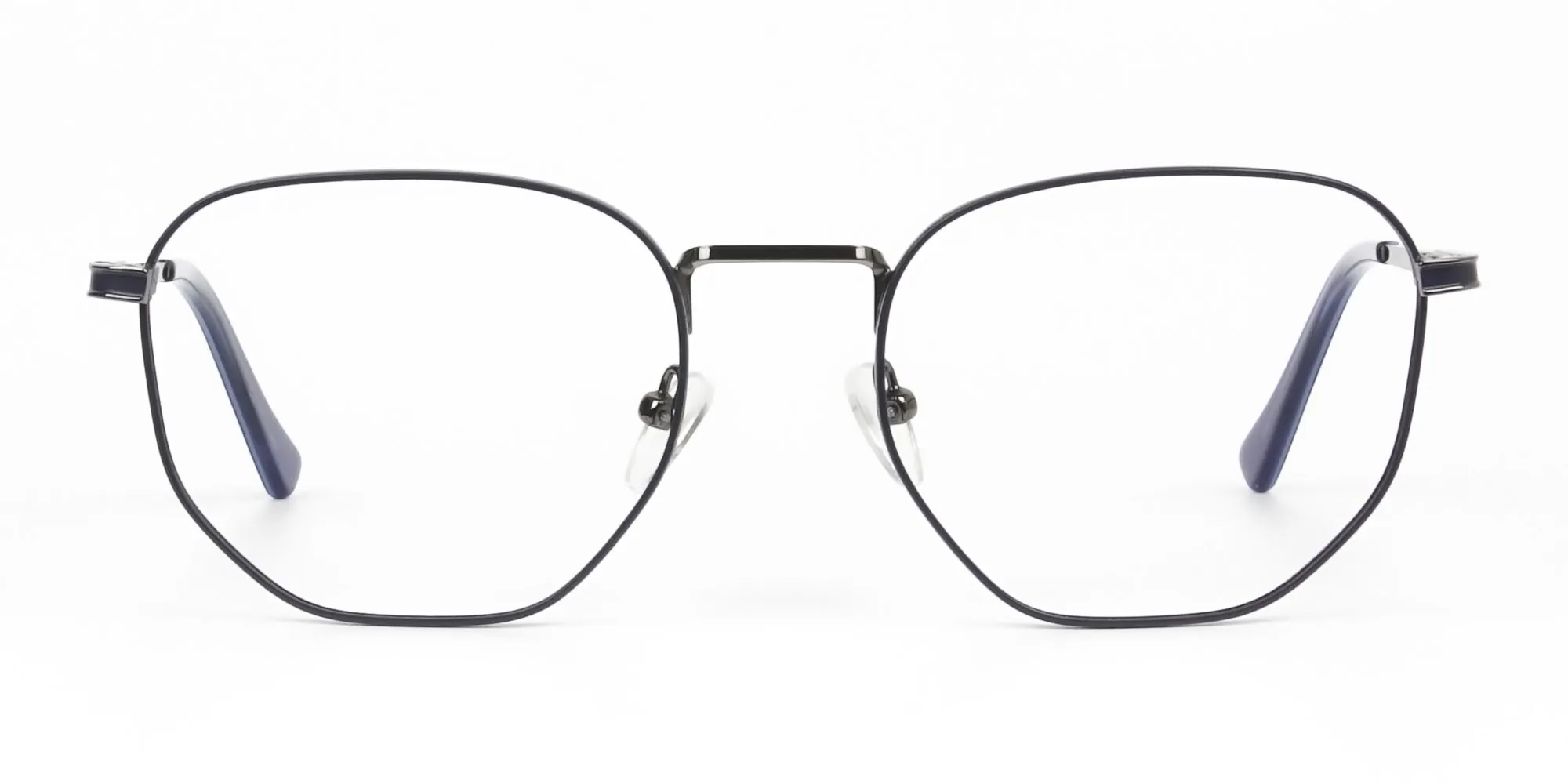 A3744F/4 - Lightweight Silver & Blue Geometric Glasses