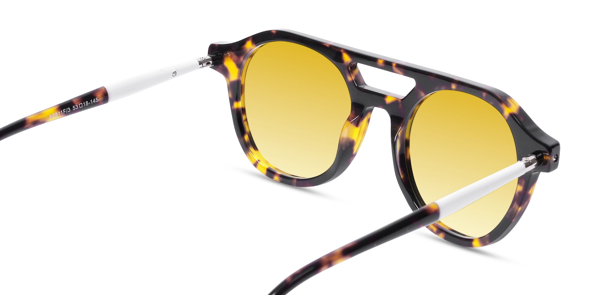 Tortoise & White Round Full Rim Sunglasses-5