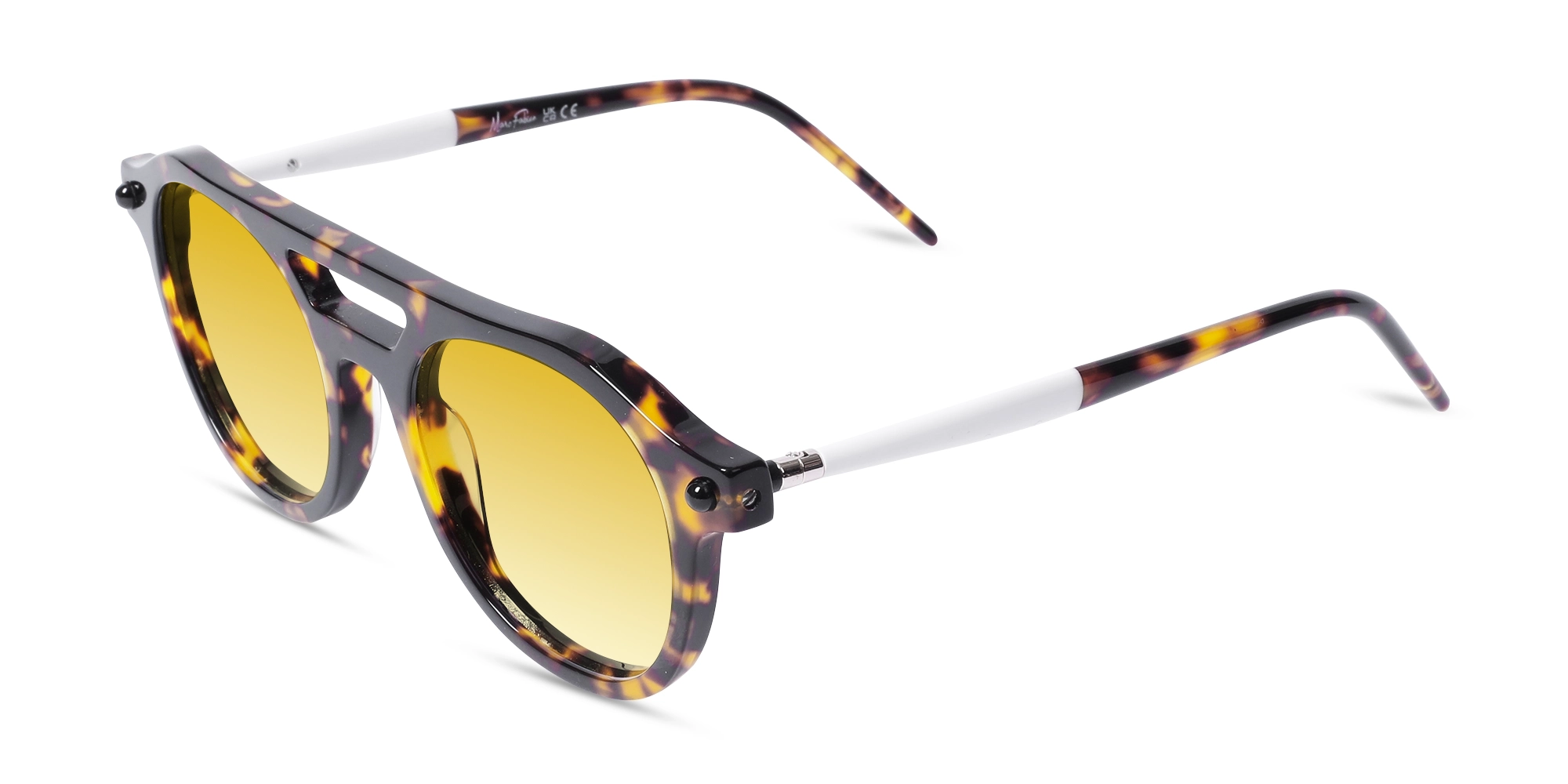 Tortoise & White Round Full Rim Sunglasses-3