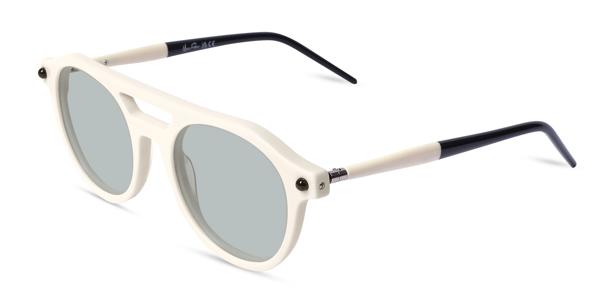 Creme White & Black Frame With Grey Solid Tint Creme White & Black Frame With Grey Solid Tint