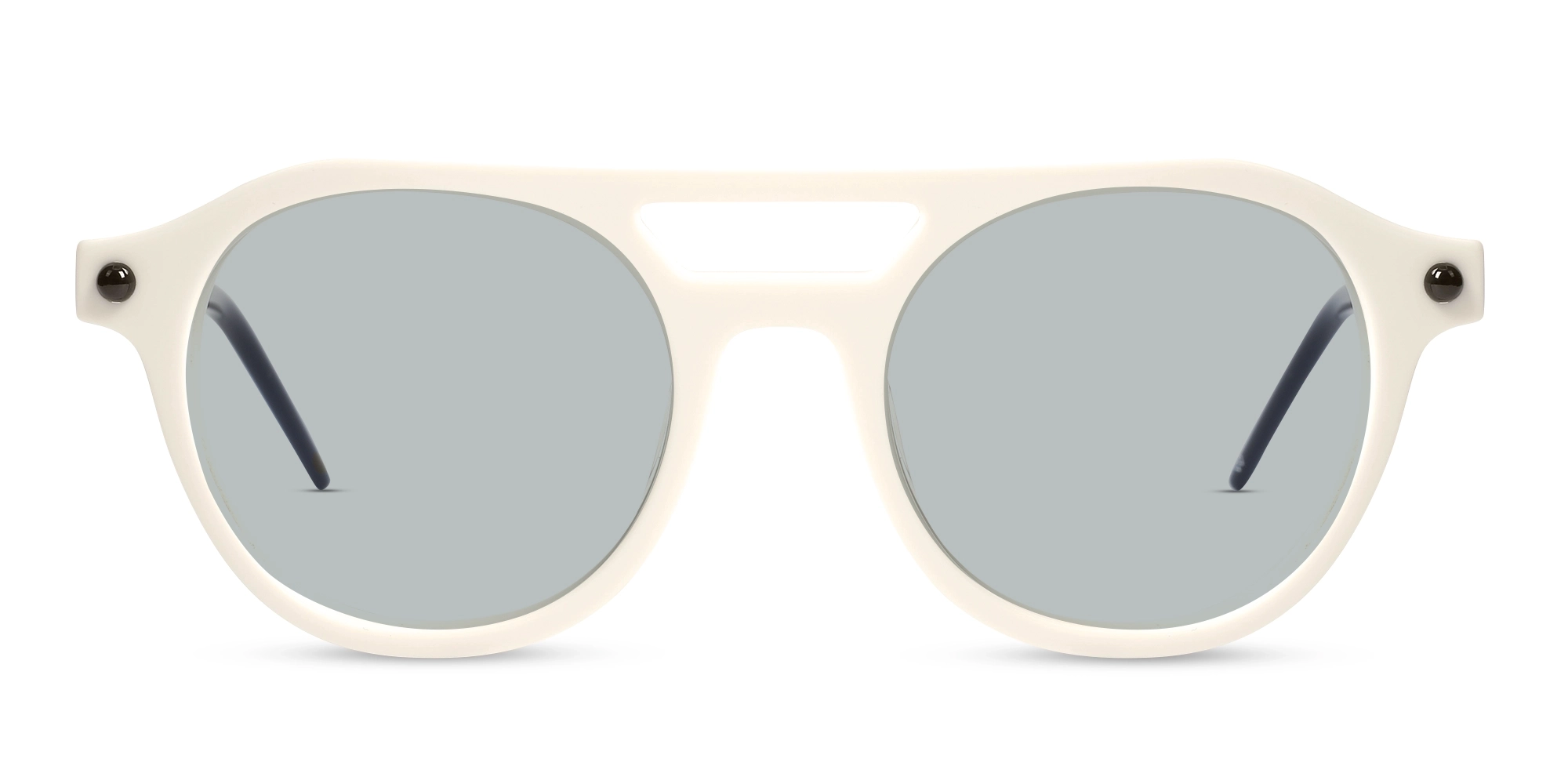 Creme White & Black Frame With Grey Solid Tint