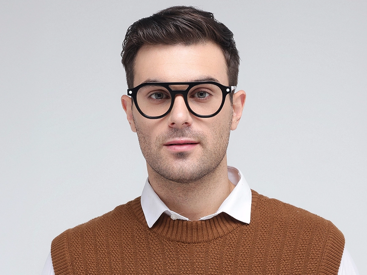 Round Double Bridge Glasses 41