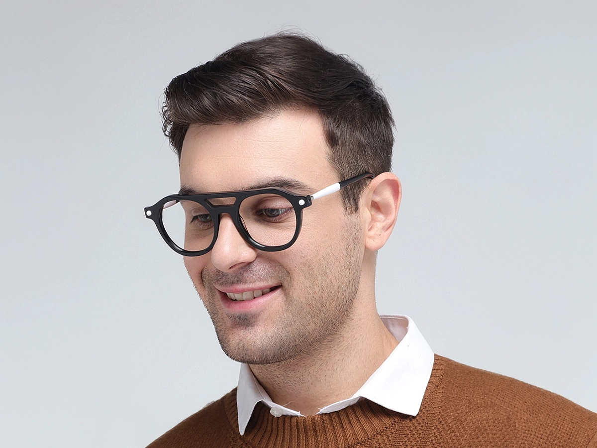 Round Double Bridge Glasses 43