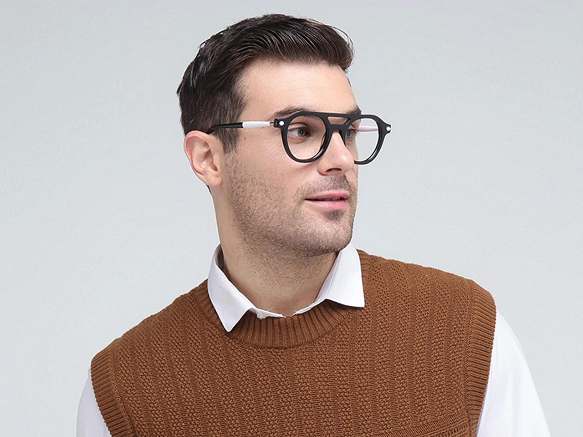 Round Double Bridge Glasses 42