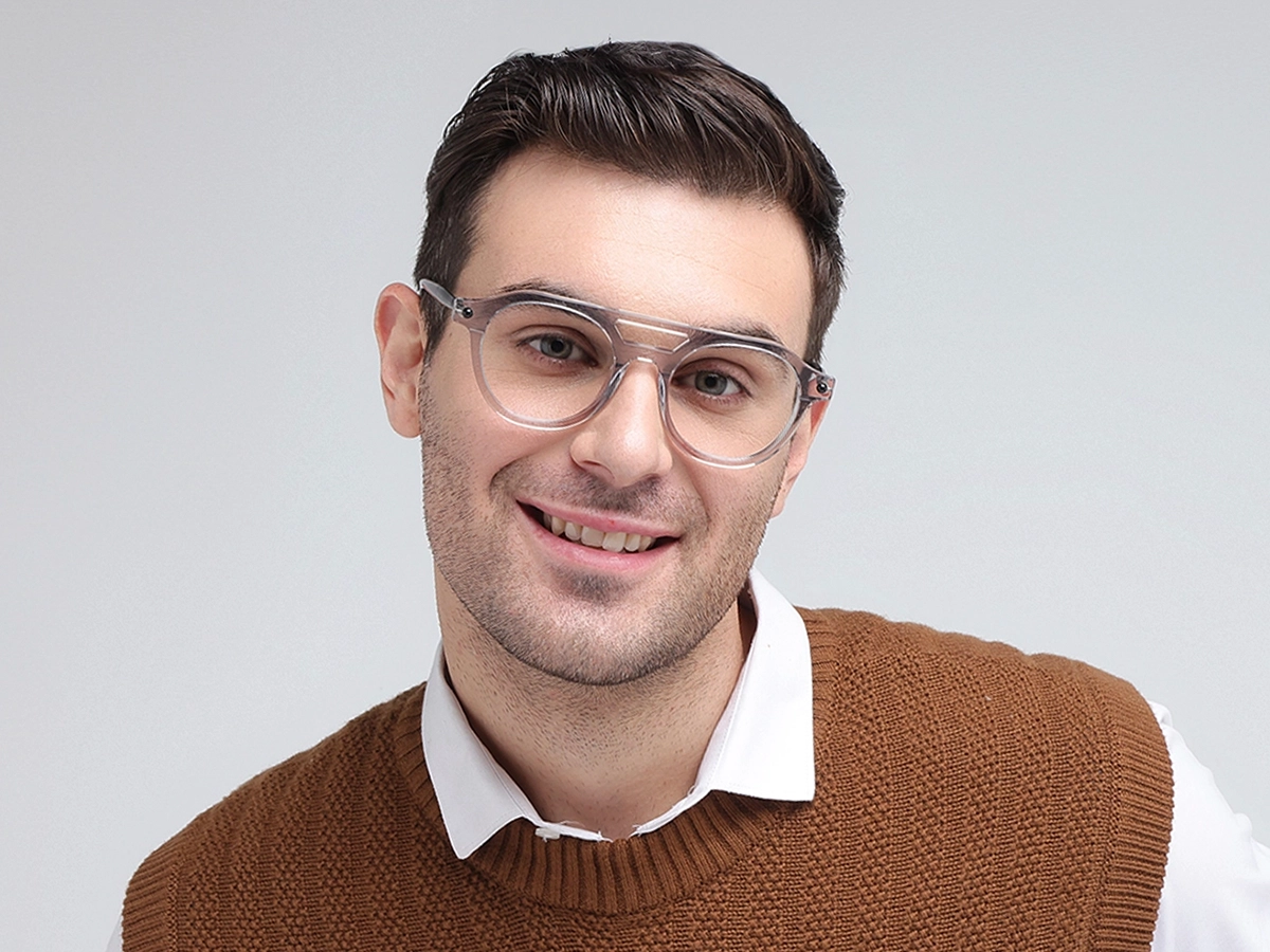 Silver Round Grey Glasses 42