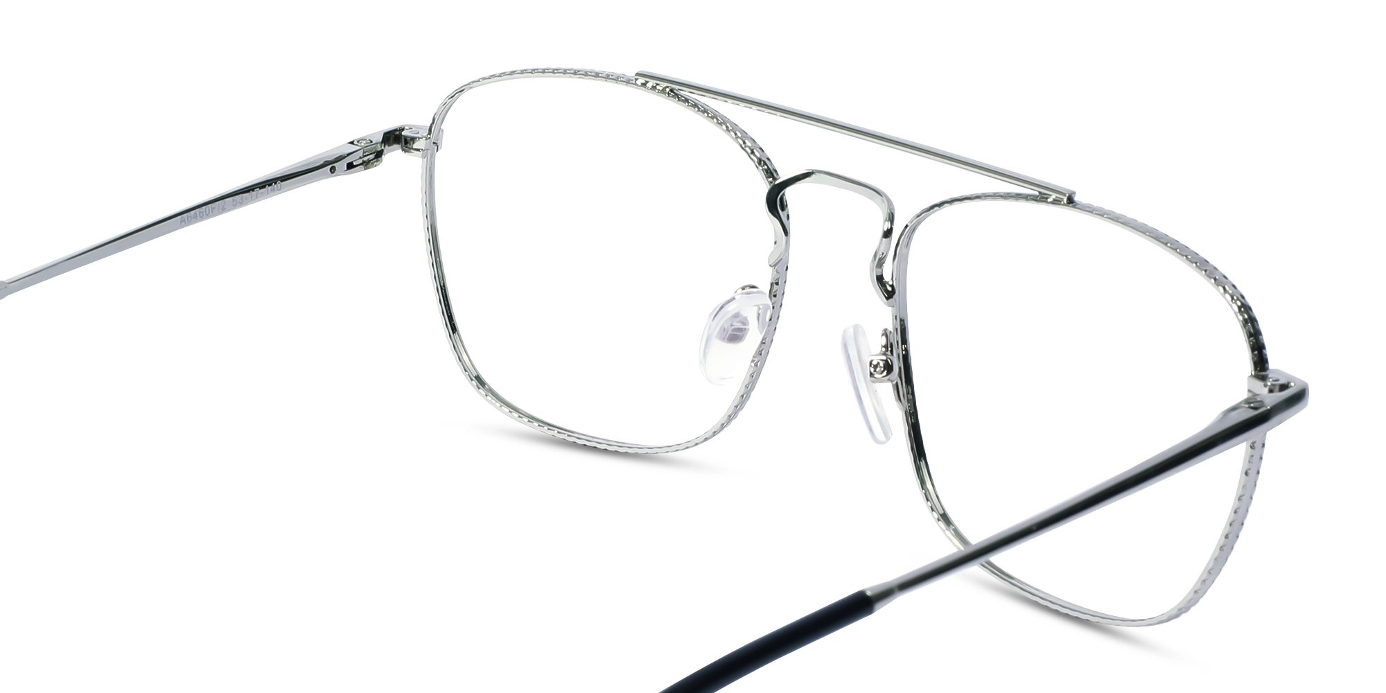 Silver & Black Double Bridge Pilot Eyeglasses 5