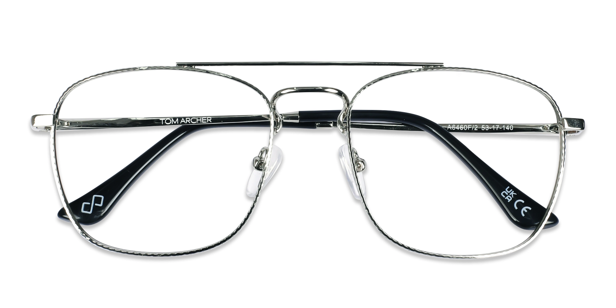 Silver & Black Double Bridge Pilot Eyeglasses 6