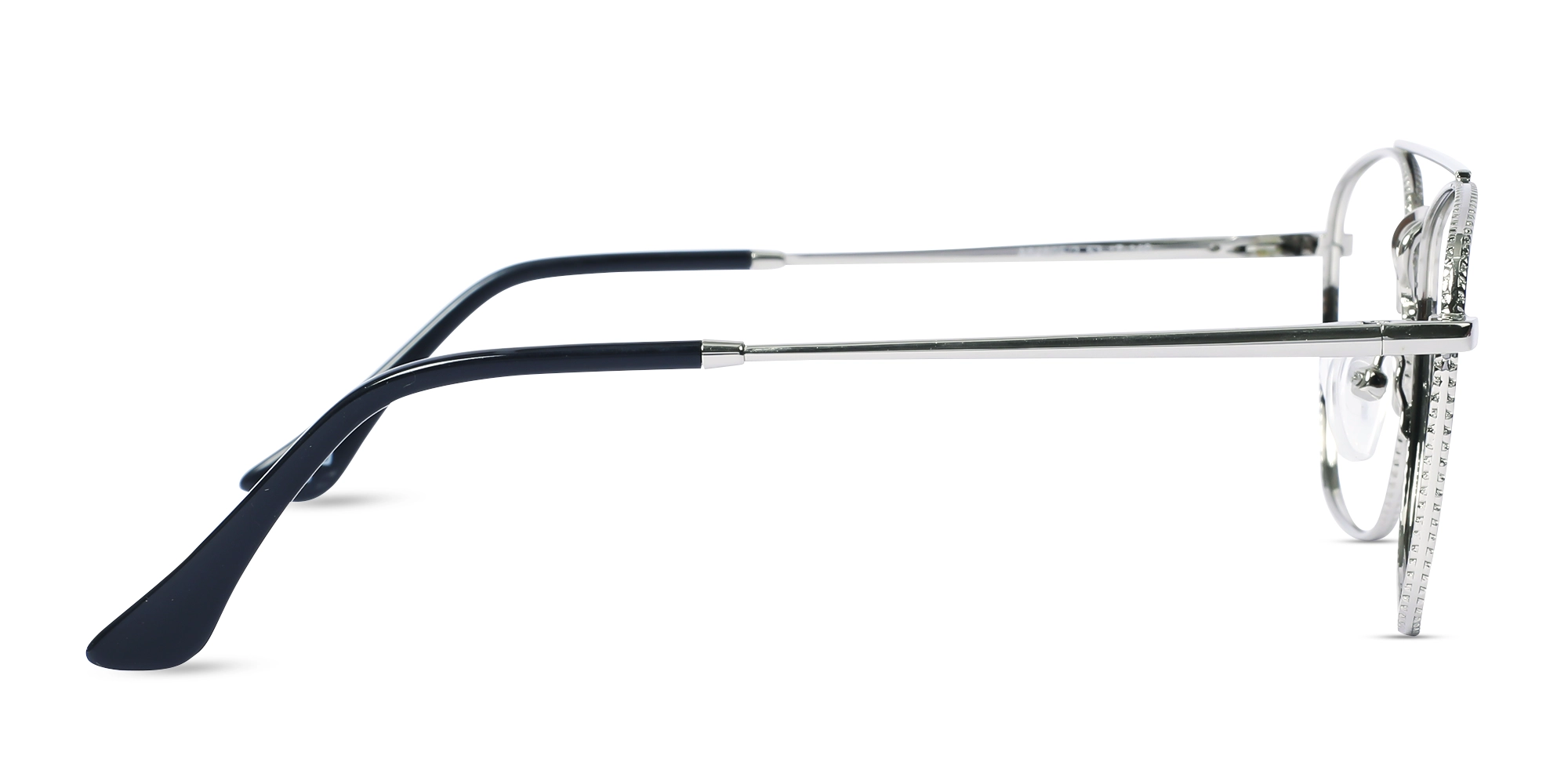 Silver & Black Double Bridge Pilot Eyeglasses 4