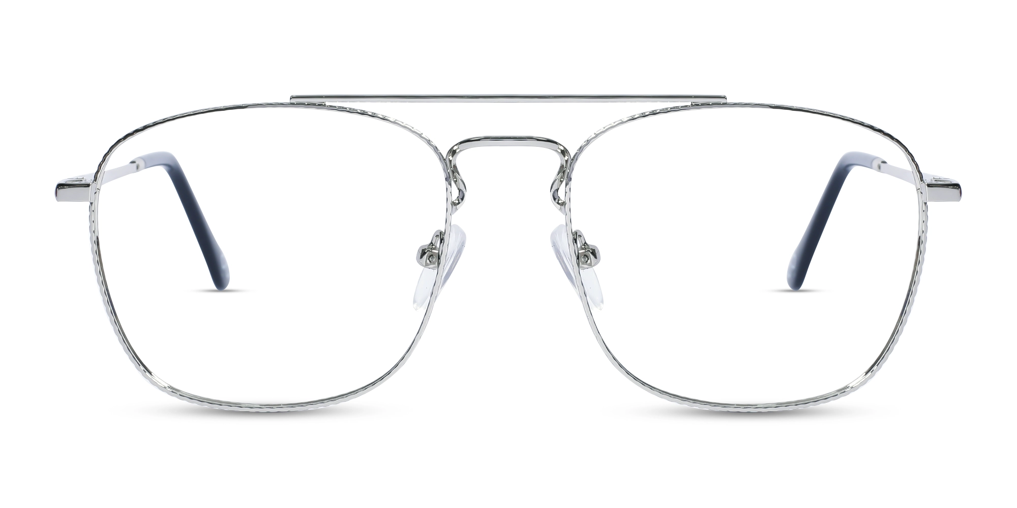 Silver & Black Double Bridge Pilot Eyeglasses 1
