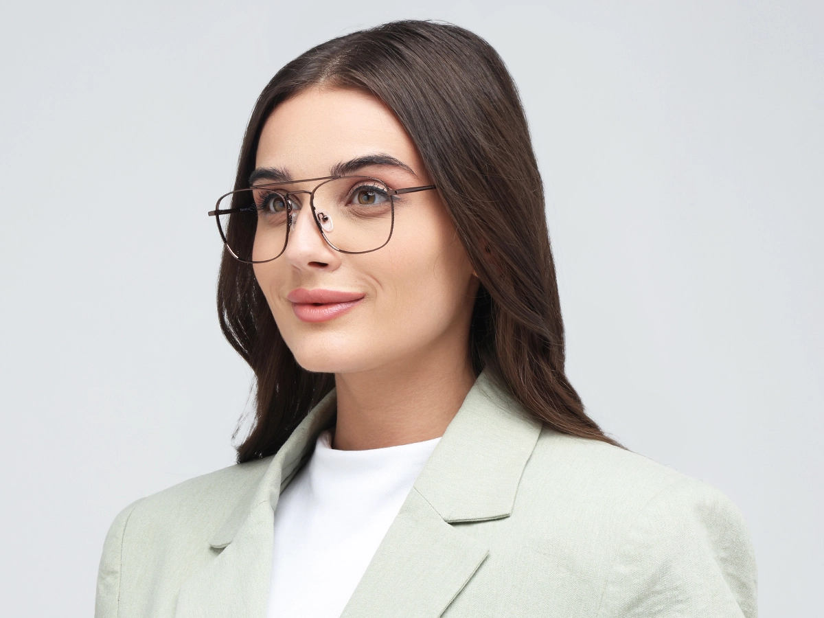 Copper Brown Double Bridge Pilot Eyeglasses 51