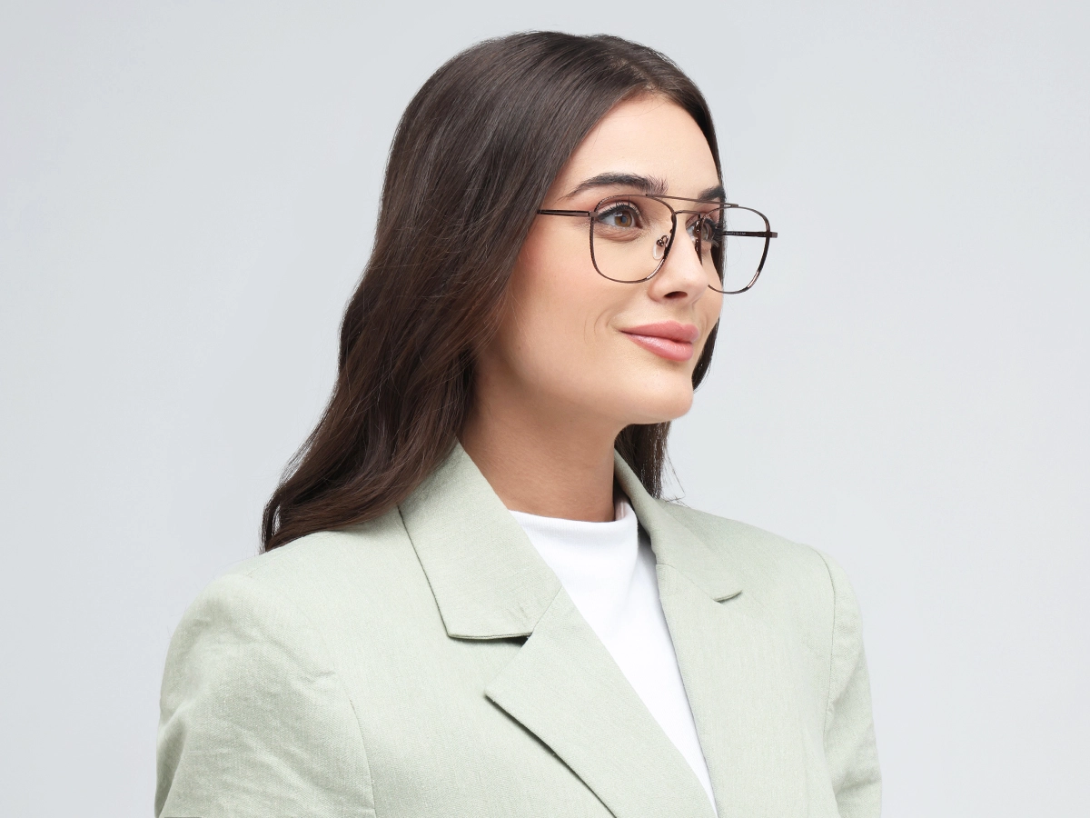 Copper Brown Double Bridge Pilot Eyeglasses 53