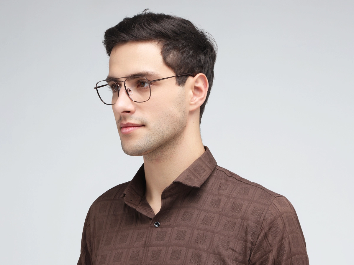 Copper Brown Double Bridge Pilot Eyeglasses 41