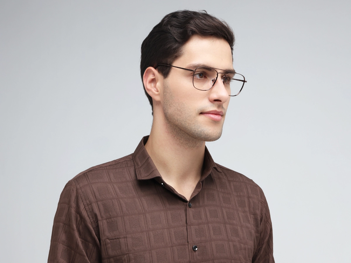 Copper Brown Double Bridge Pilot Eyeglasses 42