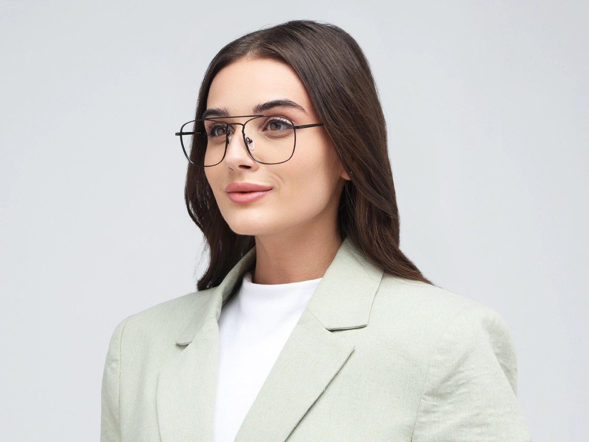 Matte Black Double Bridge Pilot Eyeglasses 52