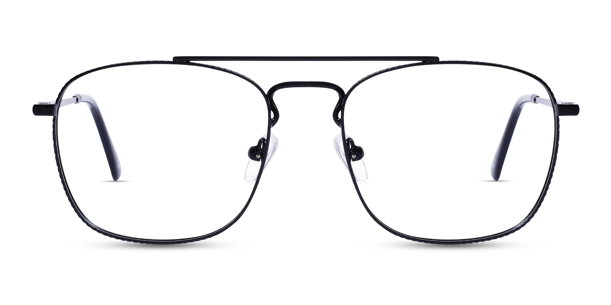 Matte Black Double Bridge Pilot Eyeglasses 1