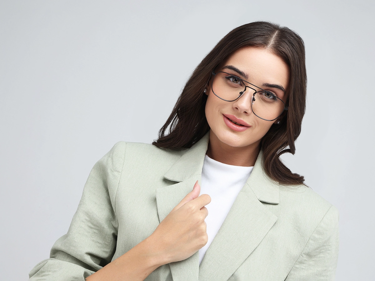 Matte Black Double Bridge Pilot Eyeglasses 51