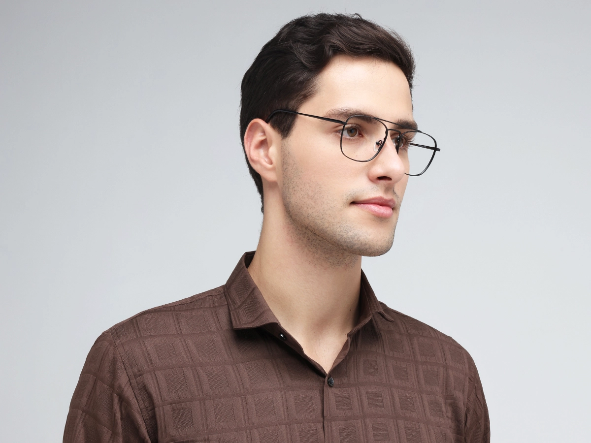 Matte Black Double Bridge Pilot Eyeglasses 43