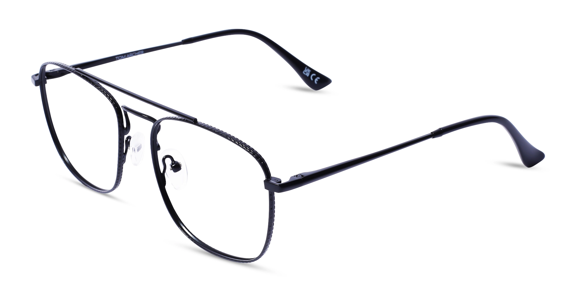 Matte Black Double Bridge Pilot Eyeglasses 3