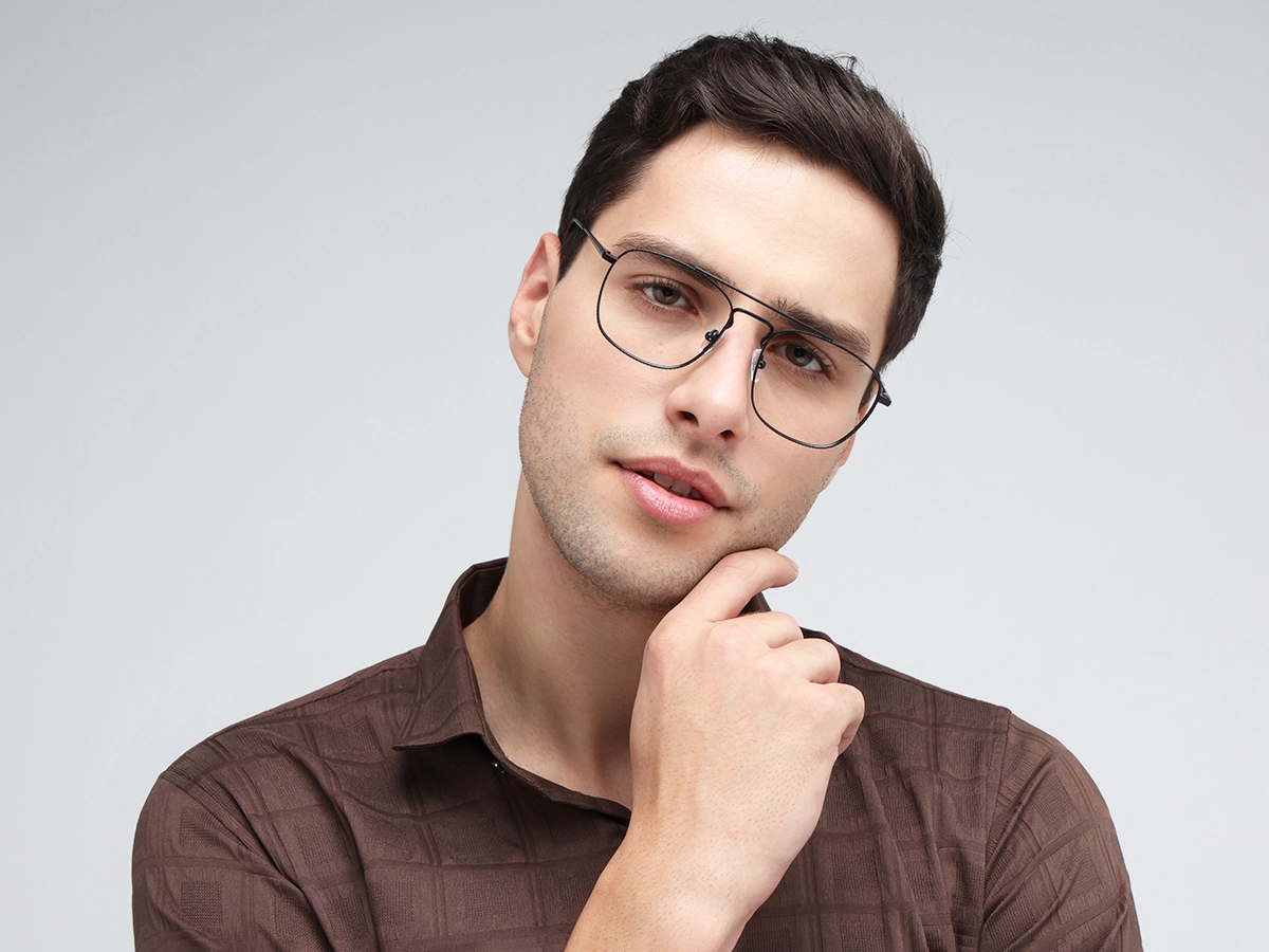 Matte Black Double Bridge Pilot Eyeglasses 41