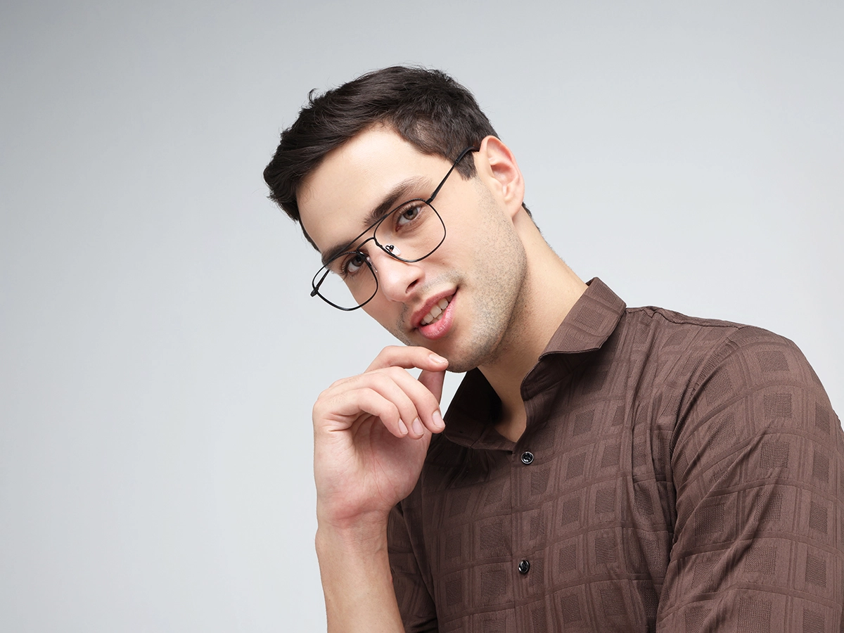 Matte Black Double Bridge Pilot Eyeglasses 42