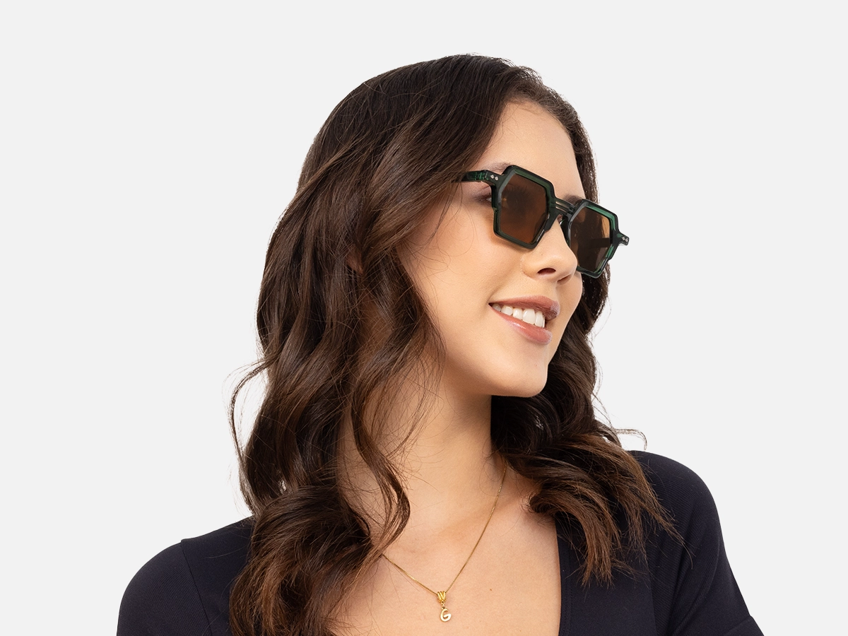 Green Frame Sunglasses-53