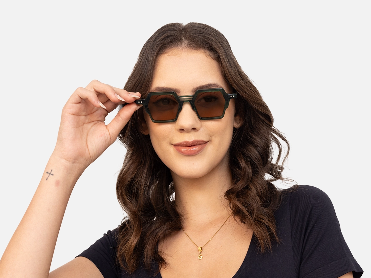 Green Frame Sunglasses-54
