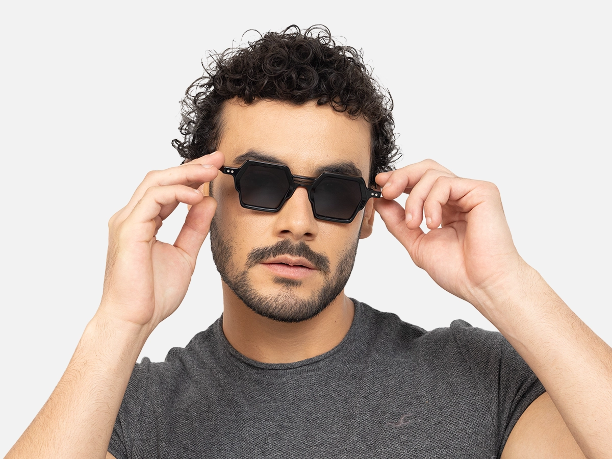 Black Hexagon Sunglasses-44
