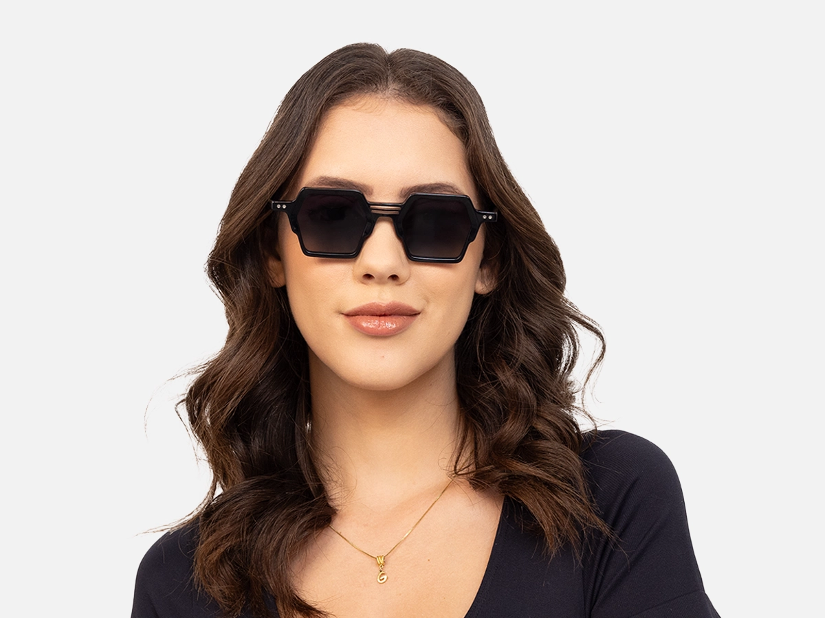 Black Hexagon Sunglasses-51
