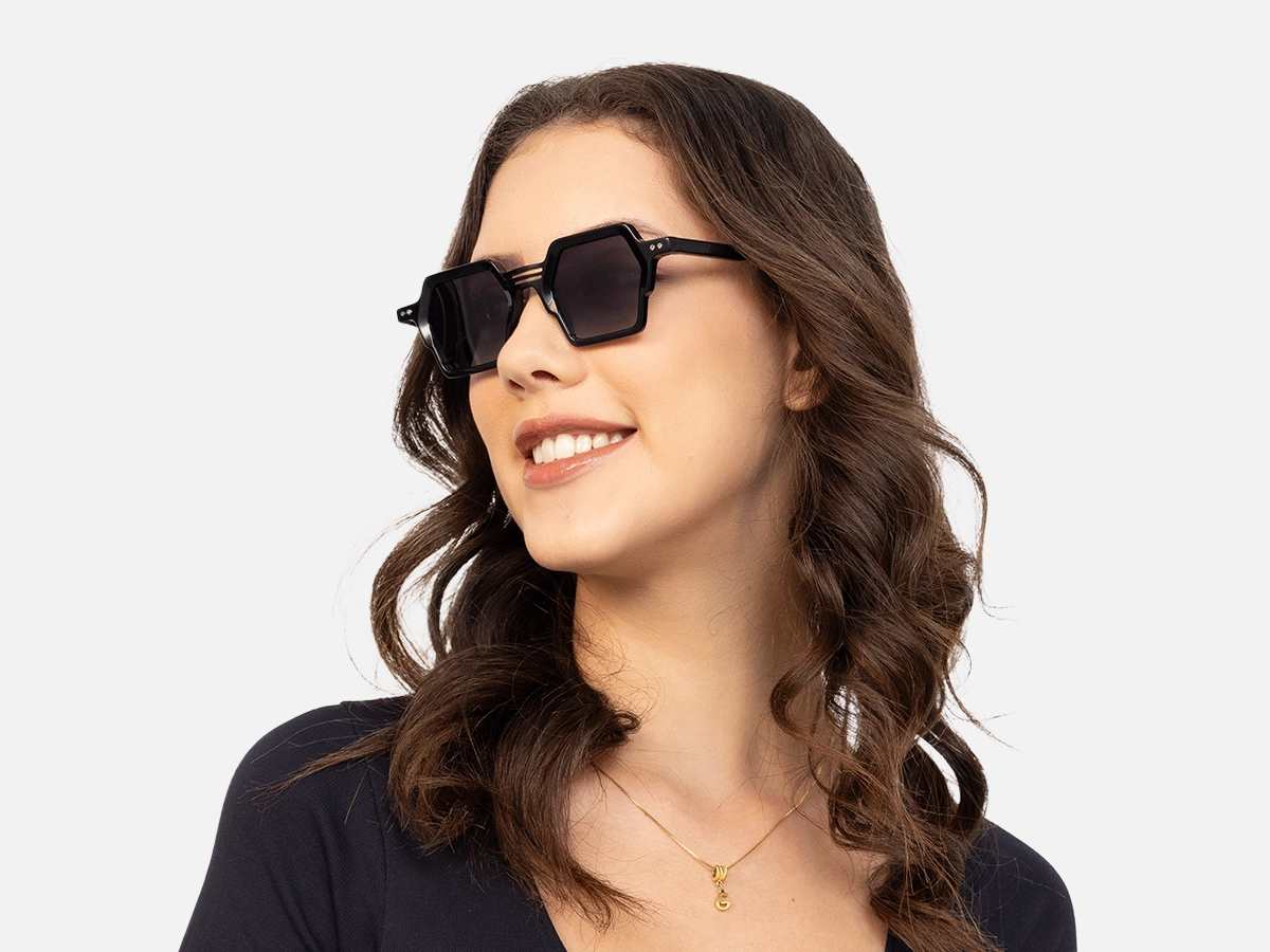 Black Hexagon Sunglasses-52