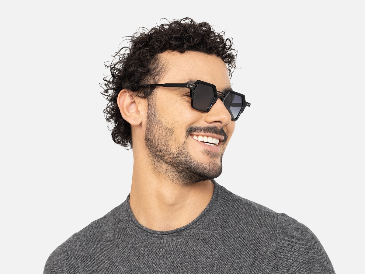 Black Hexagon Sunglasses-43