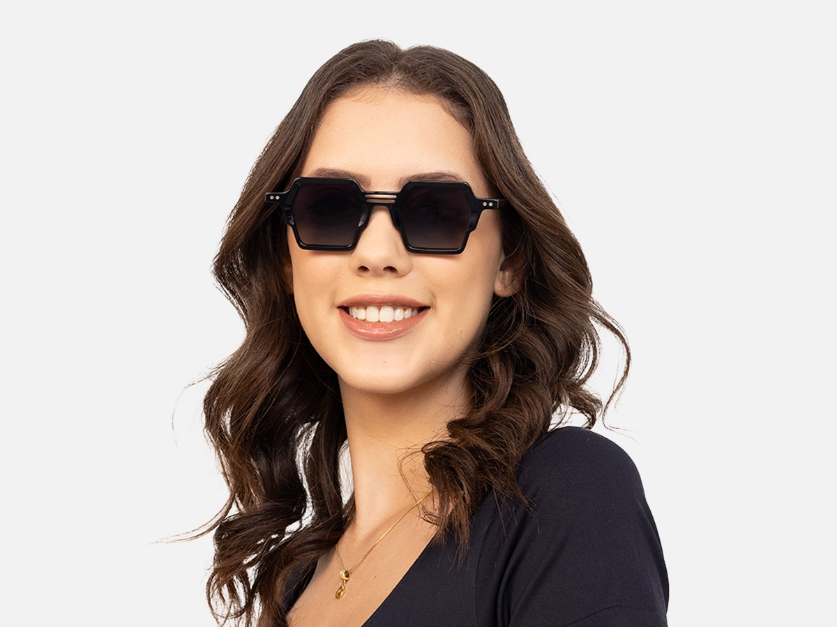 Black Hexagon Sunglasses-54