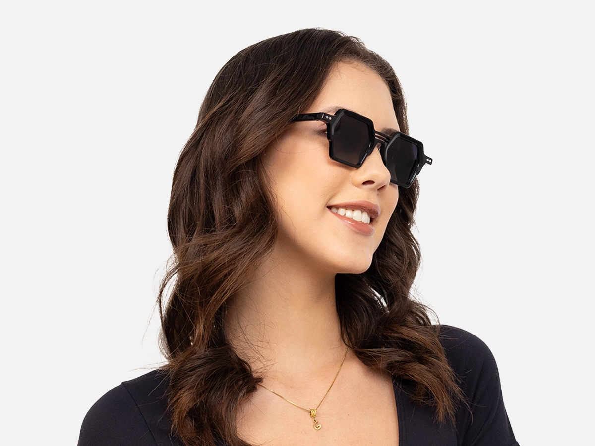Black Hexagon Sunglasses-53