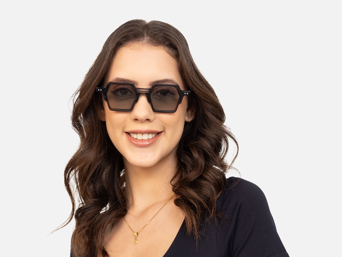 Hexagonal Black Sunglasses-51