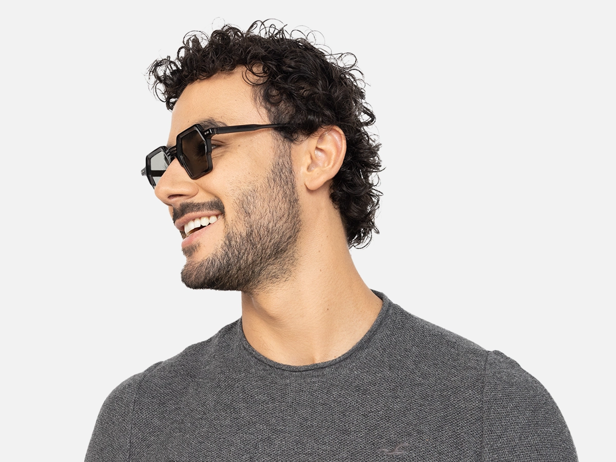 Hexagonal Black Sunglasses-42