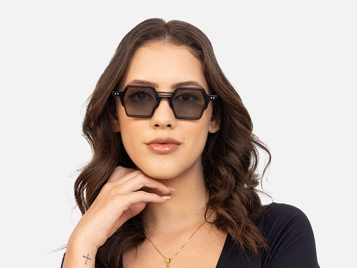 Hexagonal Black Sunglasses-54