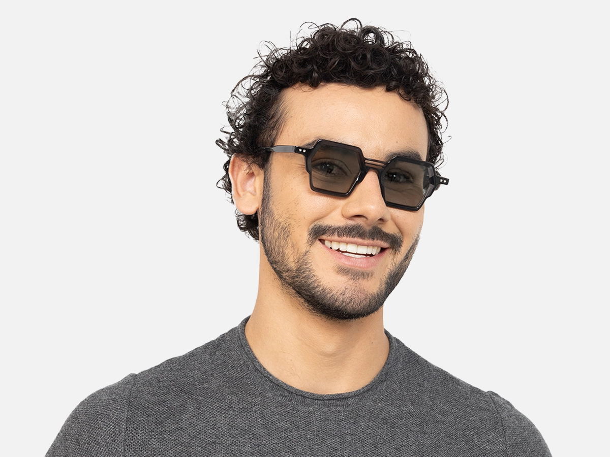 Hexagonal Black Sunglasses-41
