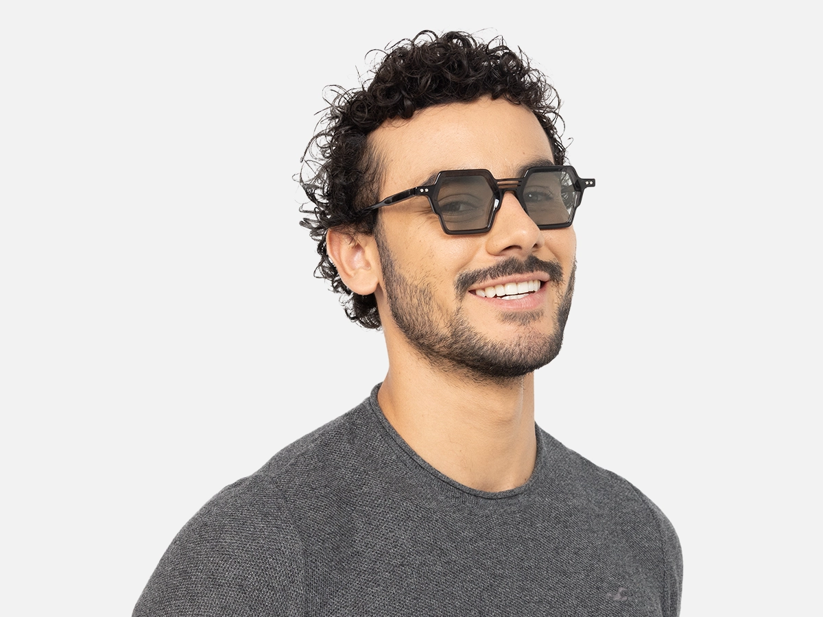 Hexagonal Black Sunglasses-44