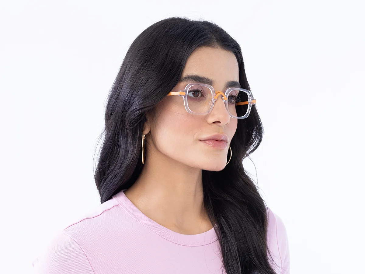 Crystal Clear Mixed Material Glasses Frames 52