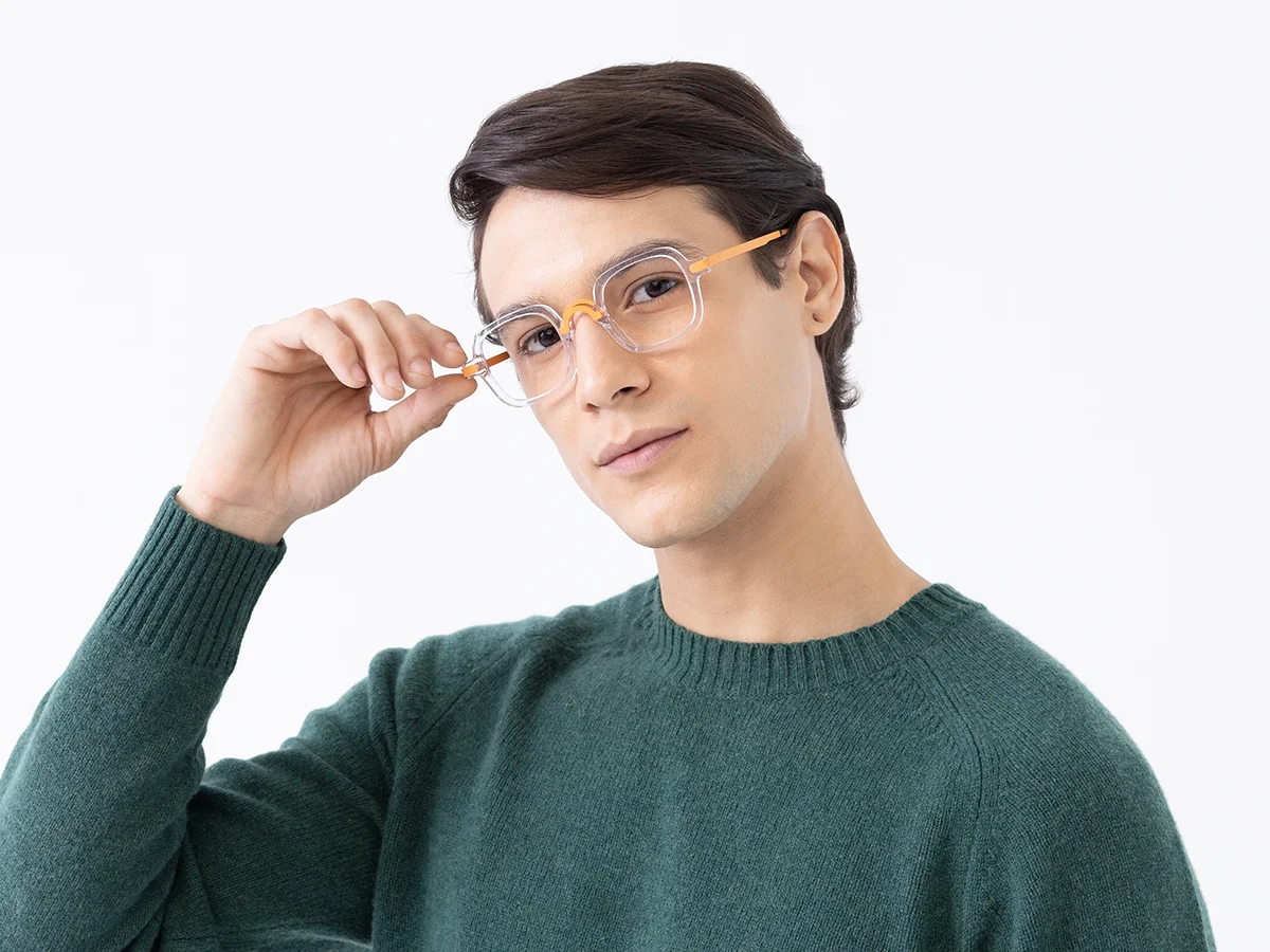 Crystal Clear Mixed Material Glasses Frames 43