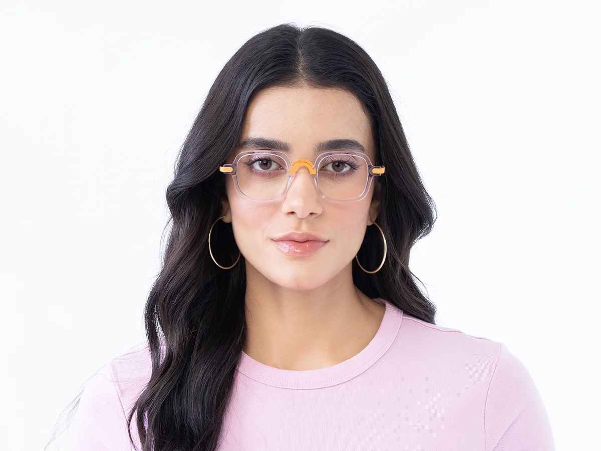Crystal Clear Mixed Material Glasses Frames 51