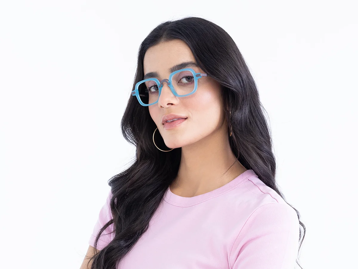 Blue Square Glasses Frame 52