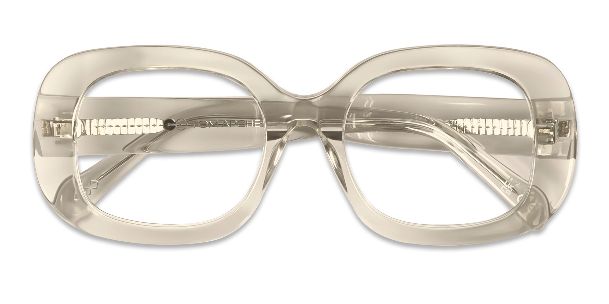Crsytal Beige Oversized Square Glasses