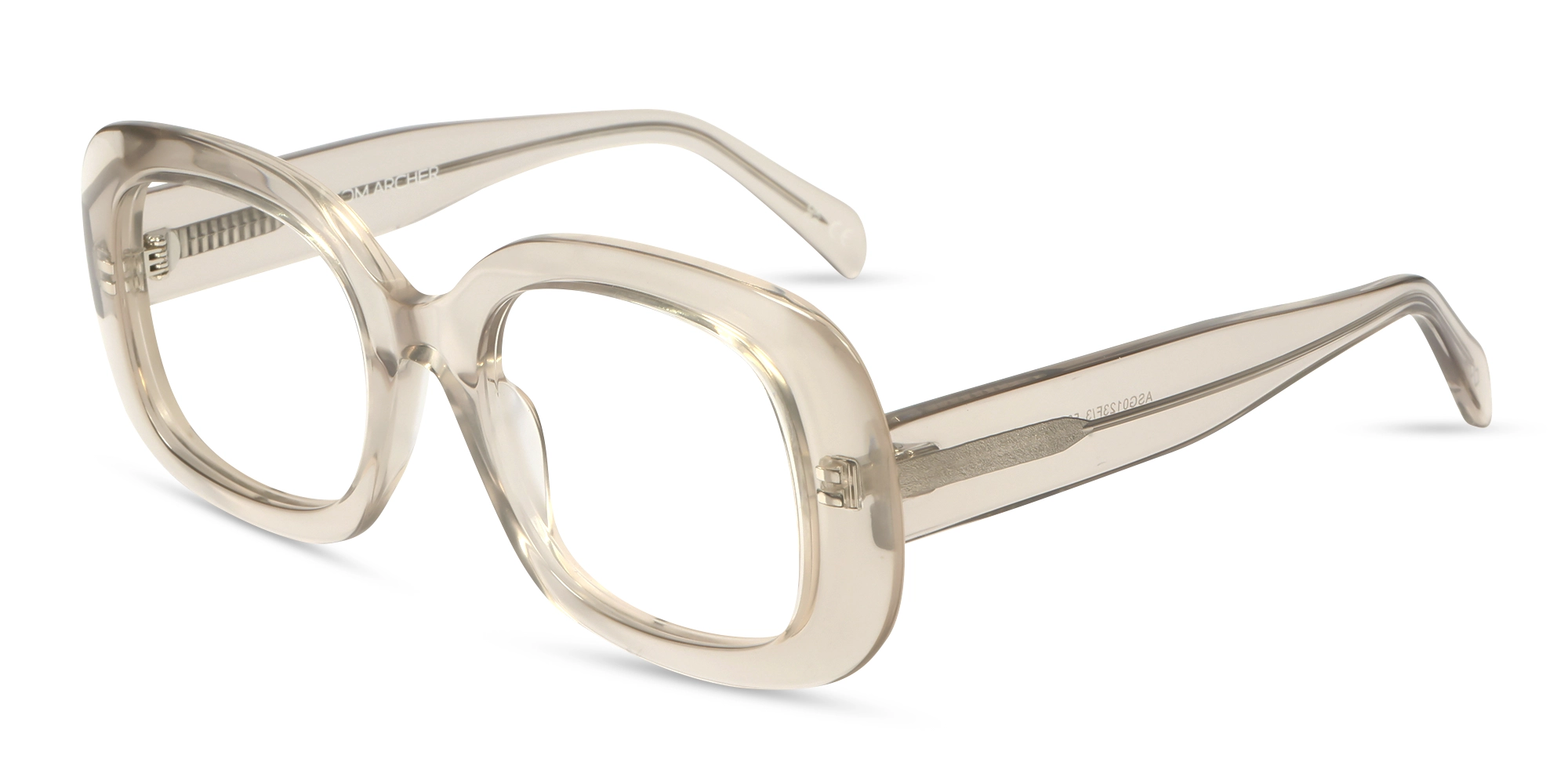 Crsytal Beige Oversized Square Glasses