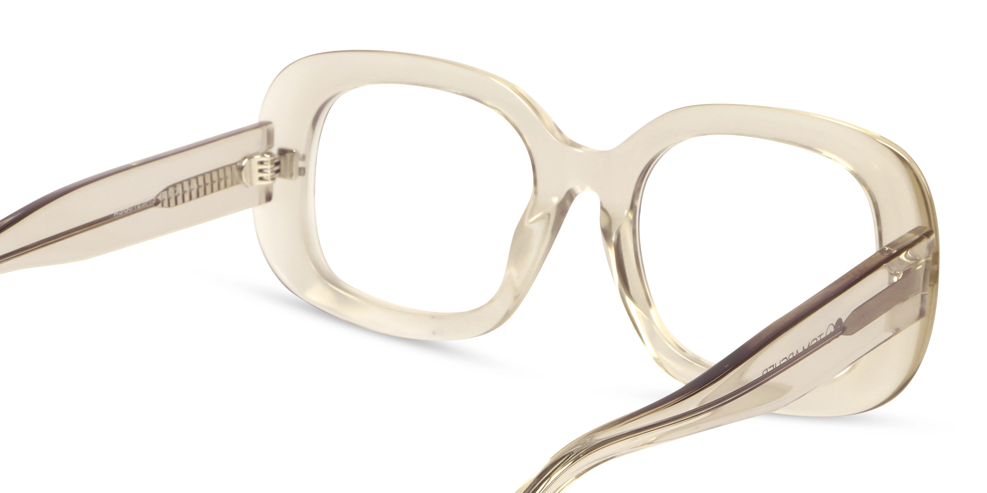 Crsytal Beige Oversized Square Glasses