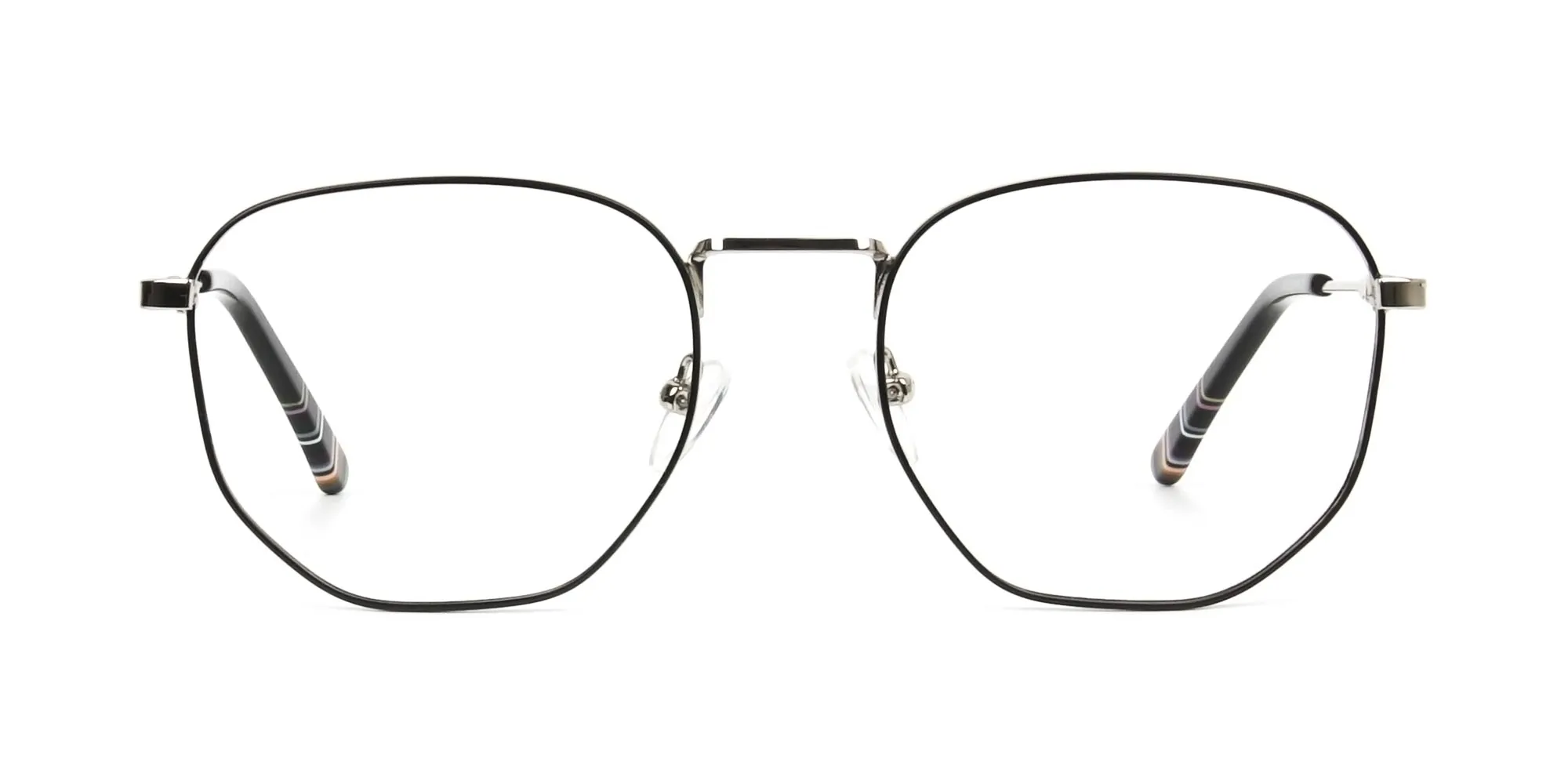 A3718F/3 - Square Geometric Black & Silver Spectacles