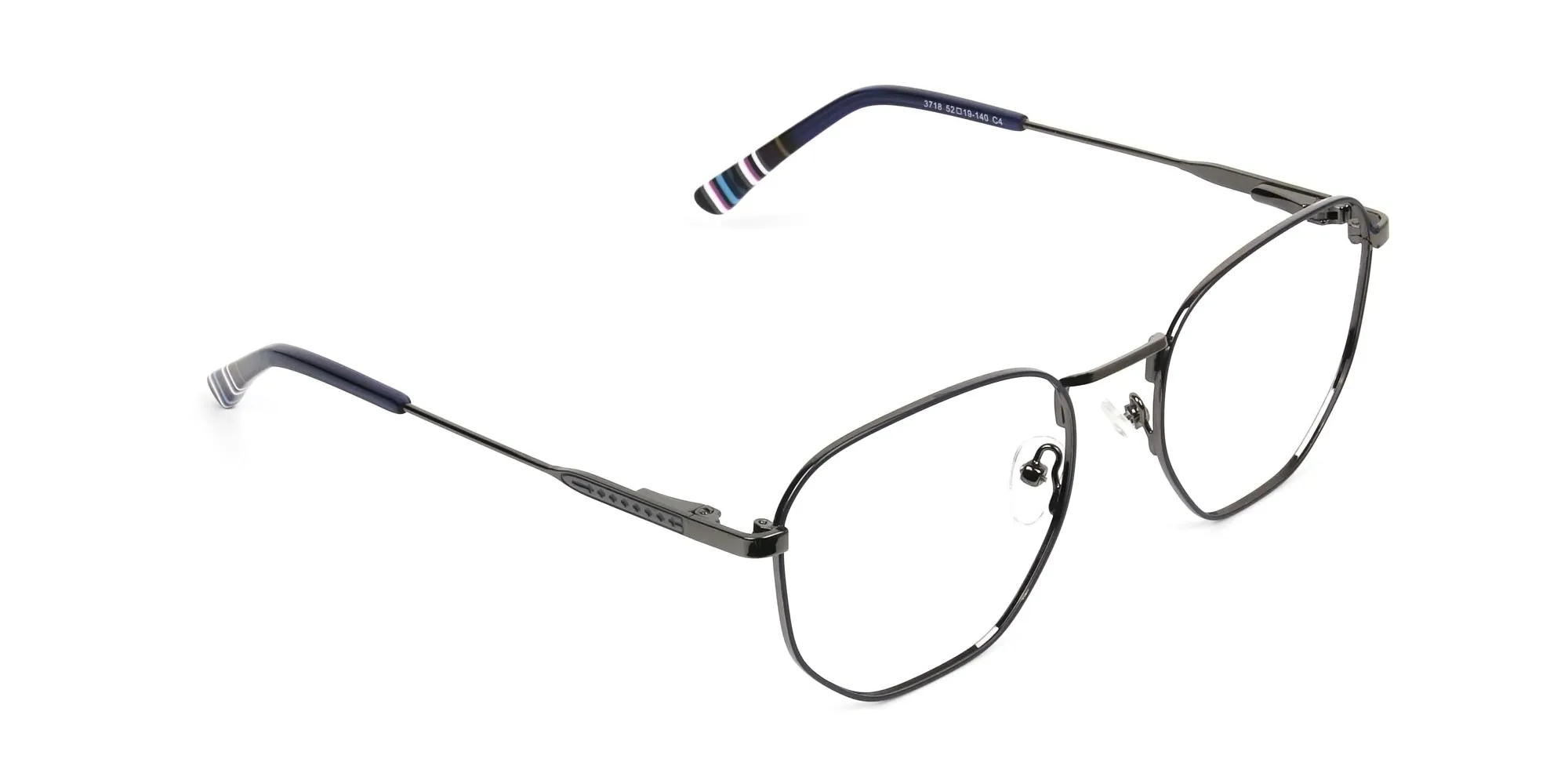 Geometric Blue Gunmetal Spectacles - 2