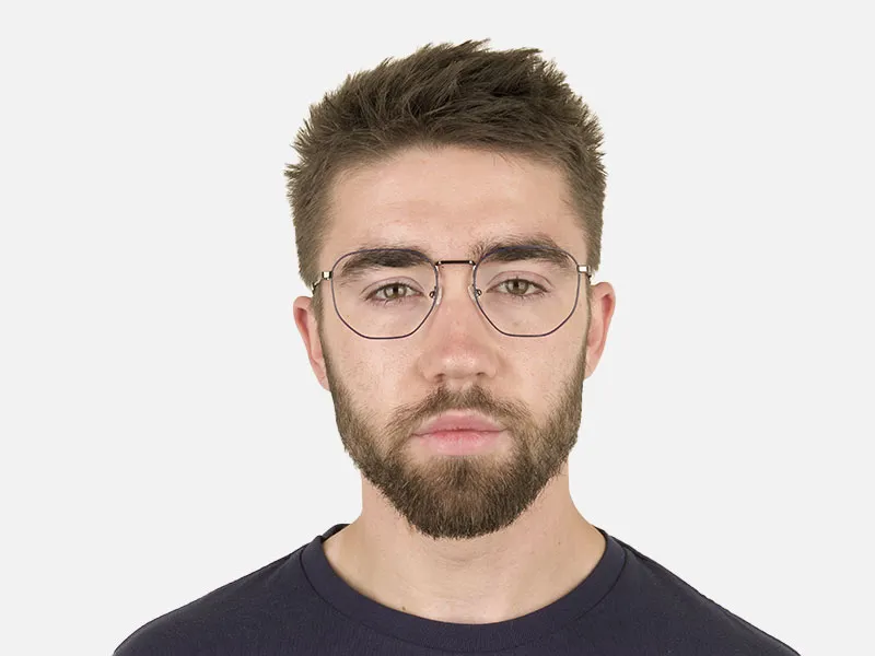 Geometric Blue Gunmetal Spectacles - 2