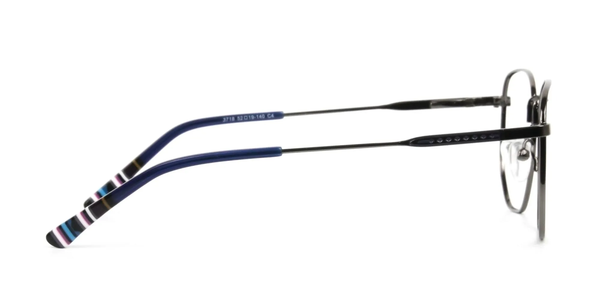 Geometric Blue Gunmetal Spectacles - 2